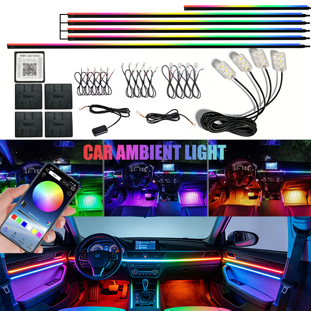 Led Ambient Interior Car Lights App Control - 6/10/14/18/22 In1 Car Acrylic LED Ambient