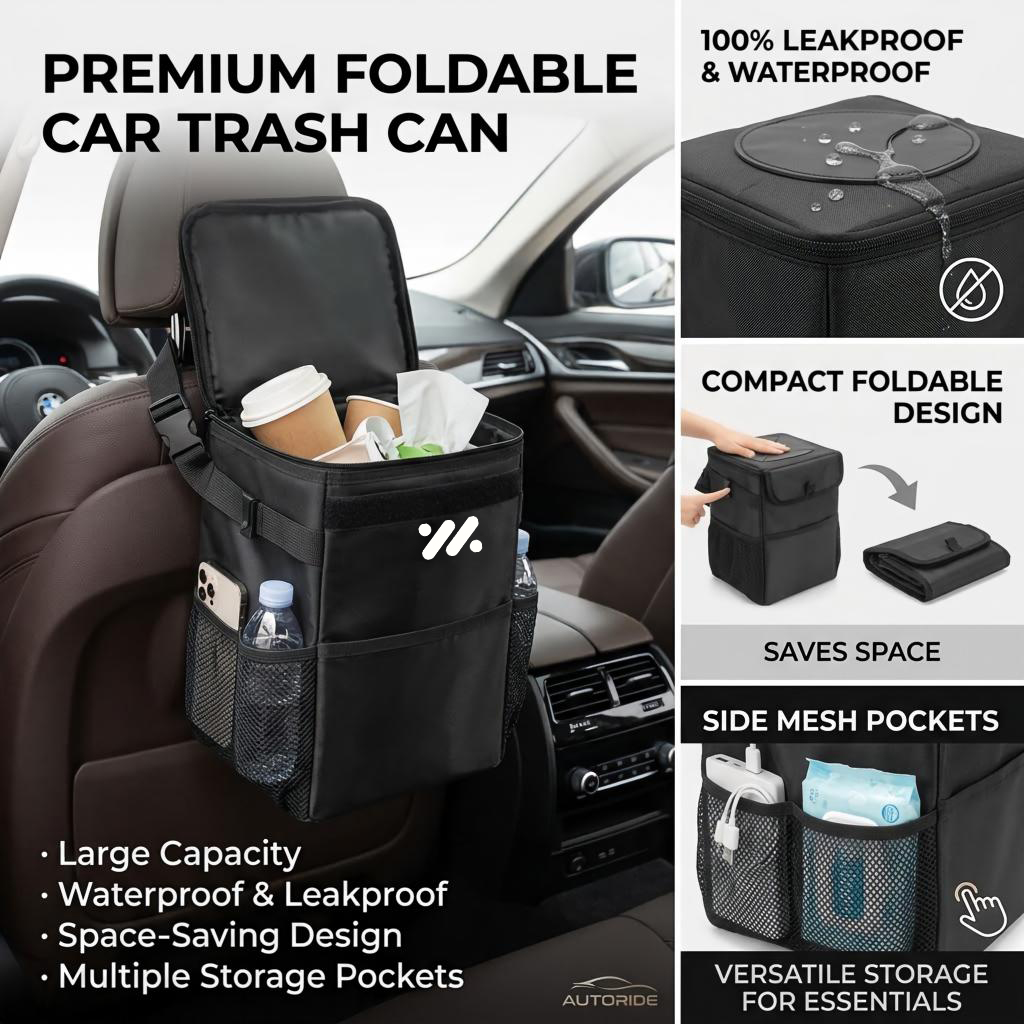 Waterproof Car Trash Can With Lid - Waterproof car trash can storage bag
