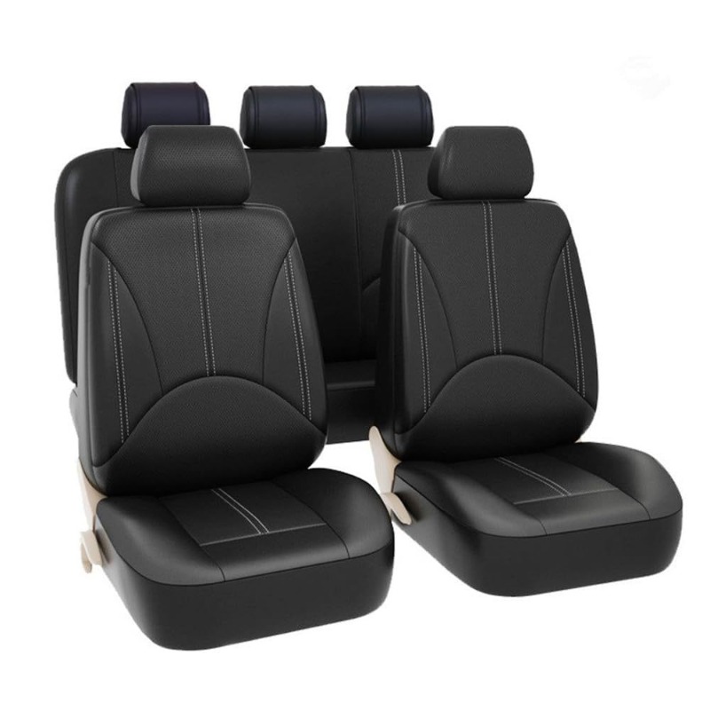 Leather Car Seat Covers Full Set Universal - Universal Black PU Leather Car Seat