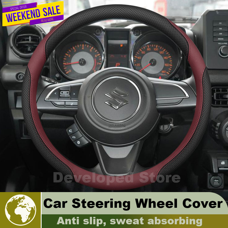 Leather Car Steering Wheel Cov - Car Steering Wheel Cover Anti Slip Breathable recension och pris
