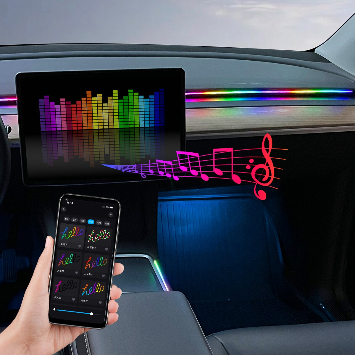 Car LED Ambient Light USB 64 C - Led Ambient Interior Car Lights App Control recension och pris