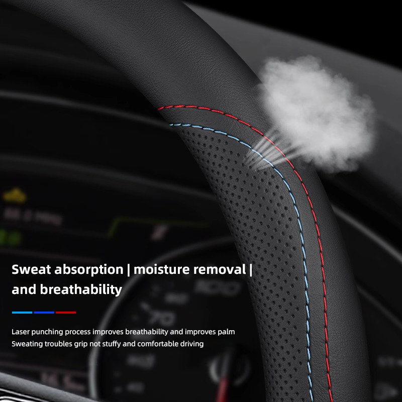 1Pcs Napa Leather Car Steering - Car Steering Wheel Cover Anti Slip Breathable recension och pris
